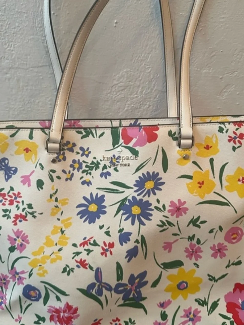 kate spade White Floral Tote with Matching Pouch - Multicolor Bloom - Picture 2 of 4